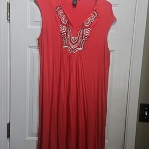 Design History Coral Embroidered Tunic